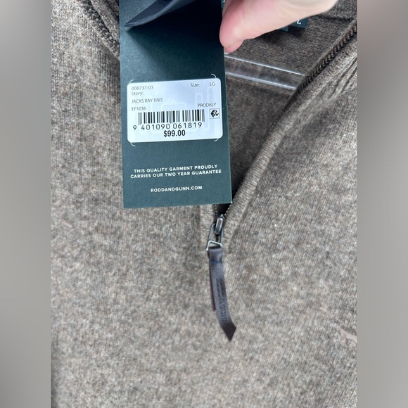 NWT $99 Rodd & Gunn Men's Wool "Jacks Bay knit” Quarter-Zip Sweater L Oatmeal - Picture 7 of 12